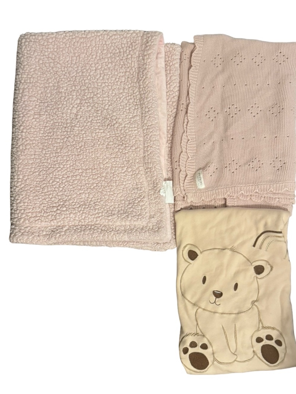 Set of 3 Baby Girl Blankets Pink Fleece Stroller Blanket Bundle